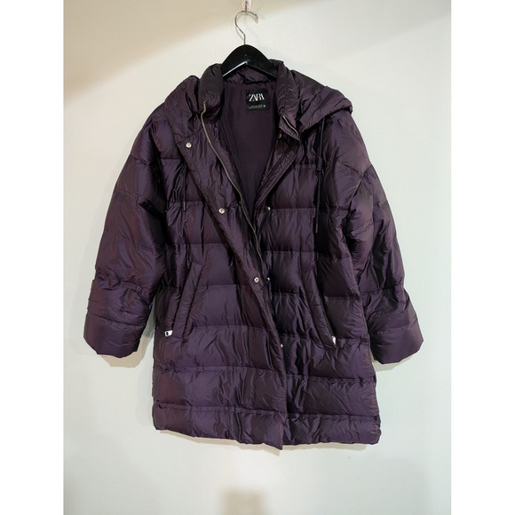 Zara Jackets & Blazers - Zara Down Puffer Jacket Small Deep Purple 60/40 Feather Water Repellent Hooded